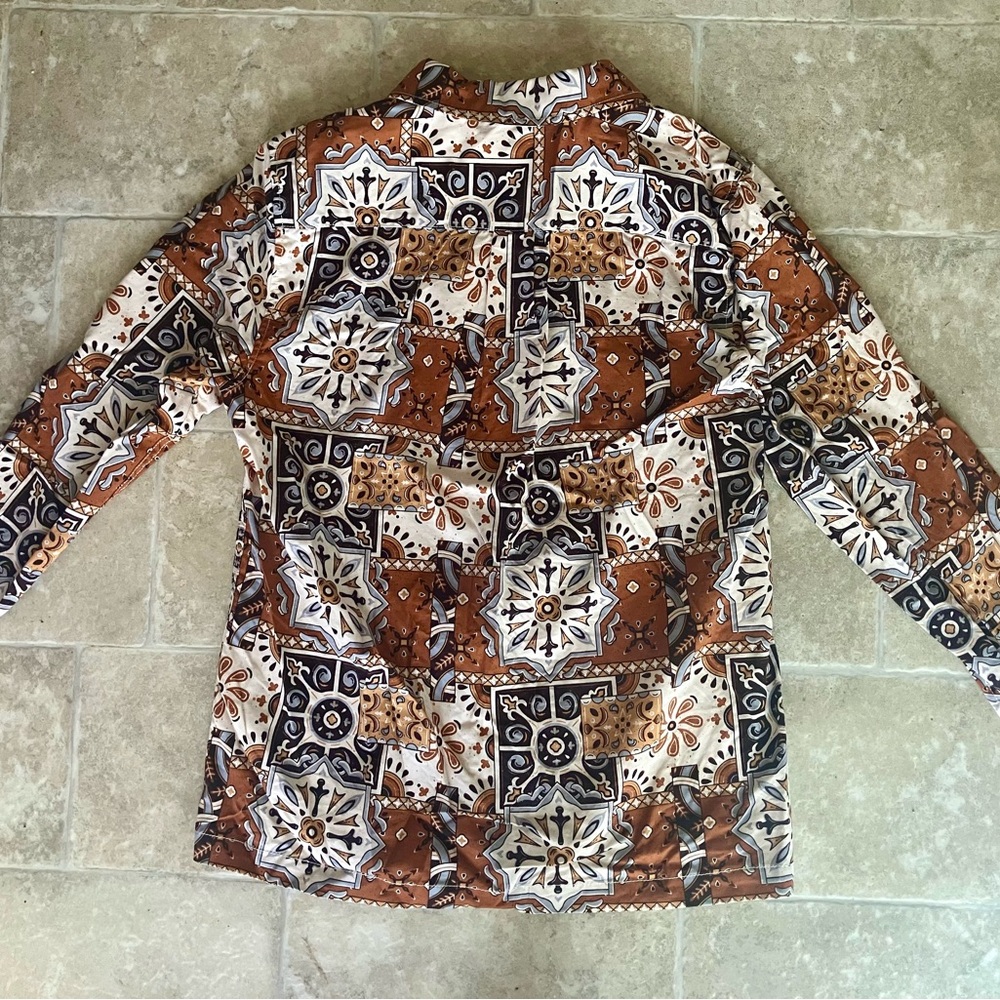 EARTHBOUND geometric tile pattern button down shirt - Picture 2 of 3